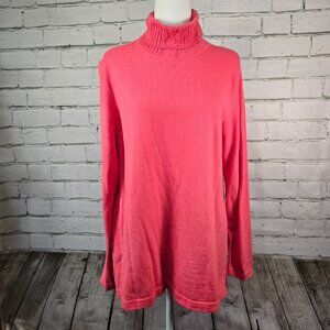 WOMENS TALBOTS LIGHTWEIGHT SWEATER TUNIC TURTLENECK SIZE LARGE EUC SALMON PINK
